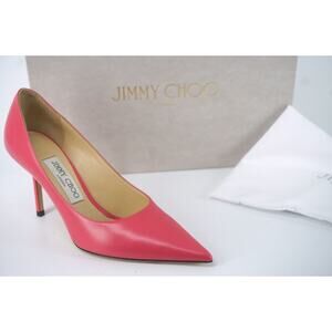 Jimmy Choo Love Liquid Leather Pointy Toe Pumps SIze 36.5 NIB $795 Bubble Pink